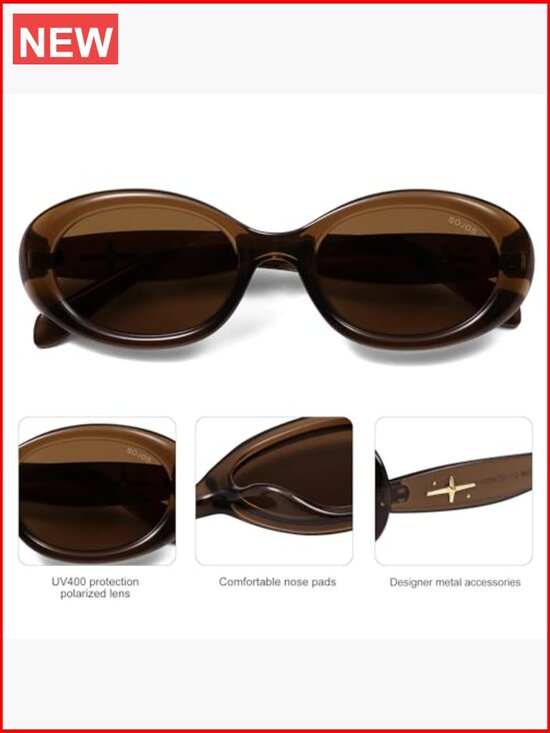 Retro Oval Polarized Sunglasses UV400 Protection Tiny Vintage main image 2